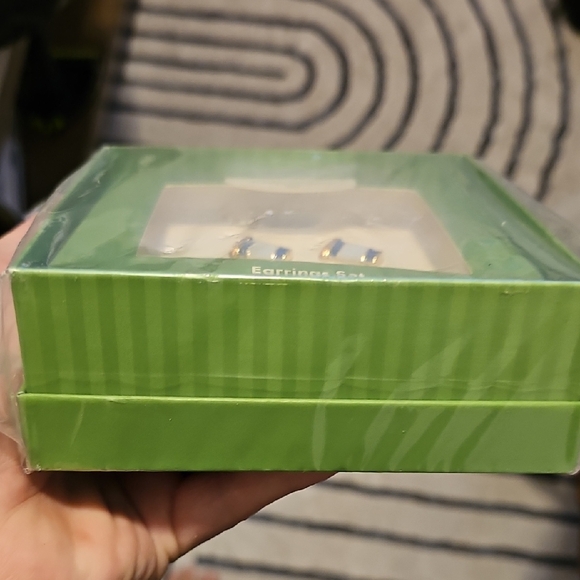 Nwt 3 Pairs Kate Spade Earrings Set - Blue, Green, White - Picture 3 of 3